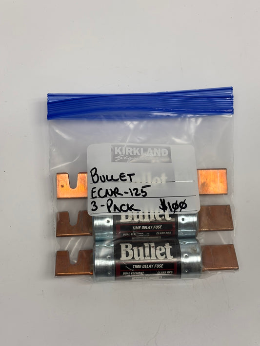 3-Pack Bullet ECNR-125 Dual Element Class RK5 Rejection Current-Limiting Time Delay Fuse