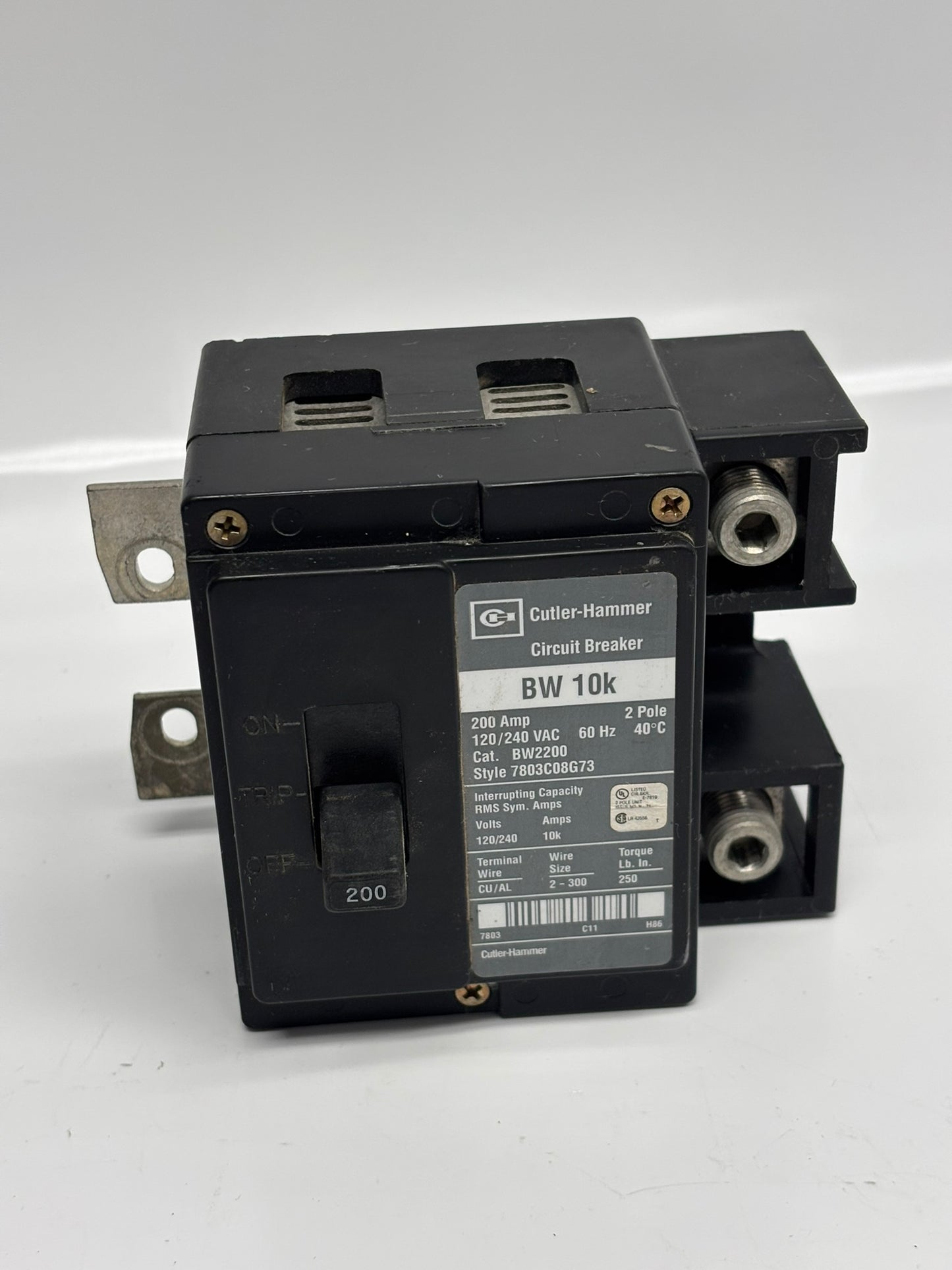 Eaton BW2200 Cutler-Hammer Circuit Breaker BW-10K 200Amp 2-Pole 120/240 VAC, No Box