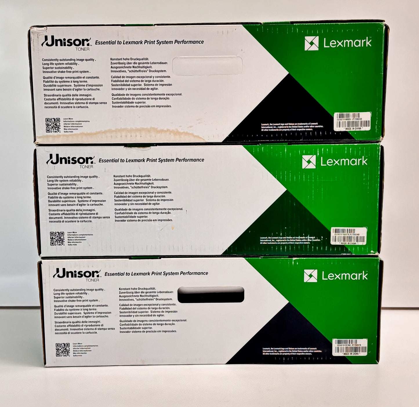 3 OEM Lexmark CX825/CX860 CMY Toners 72K0DC0, 72K0DM0, 72K0DY0 (Waterstain box)