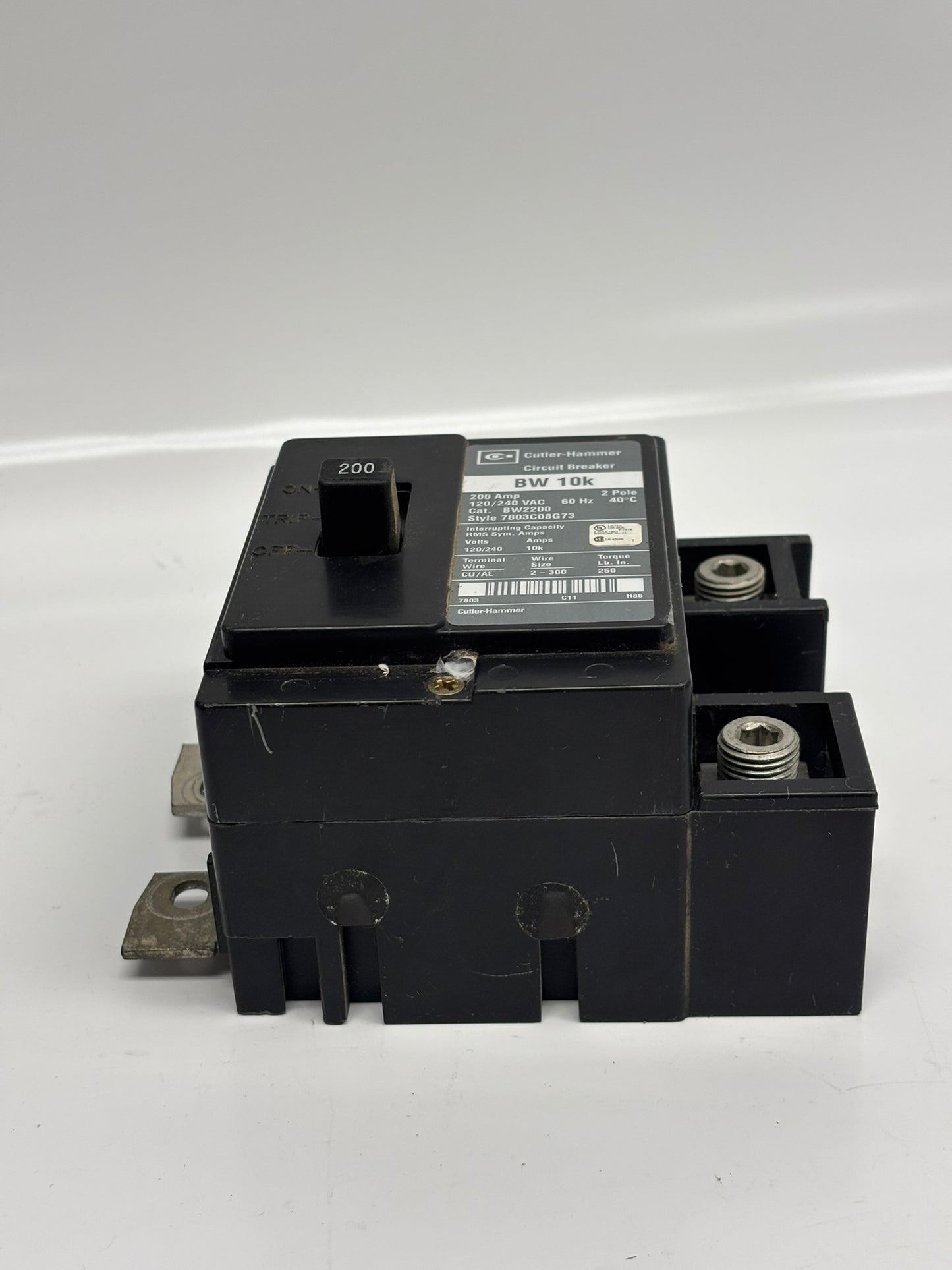 Eaton BW2200 Cutler-Hammer Circuit Breaker BW-10K 200Amp 2-Pole 120/240 VAC, No Box