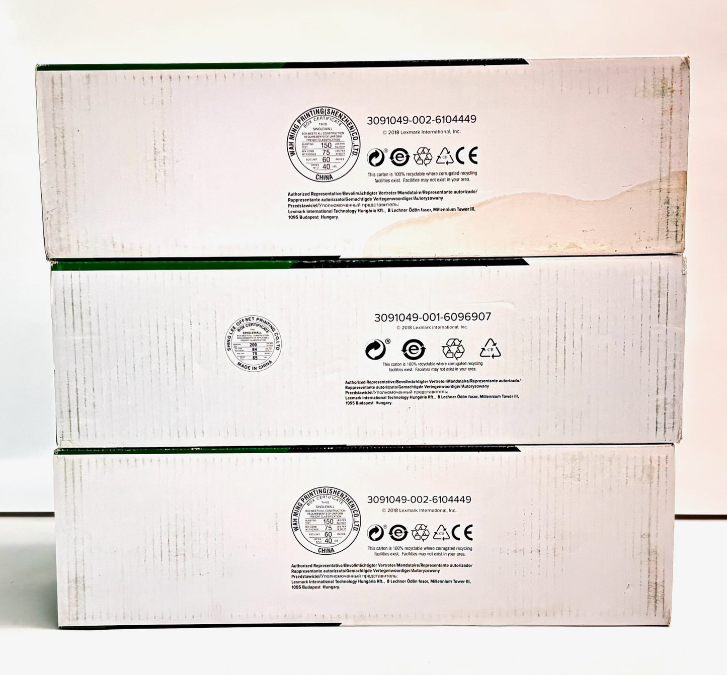 3 OEM Lexmark CX825/CX860 CMY Toners 72K0DC0, 72K0DM0, 72K0DY0 (Waterstain box)