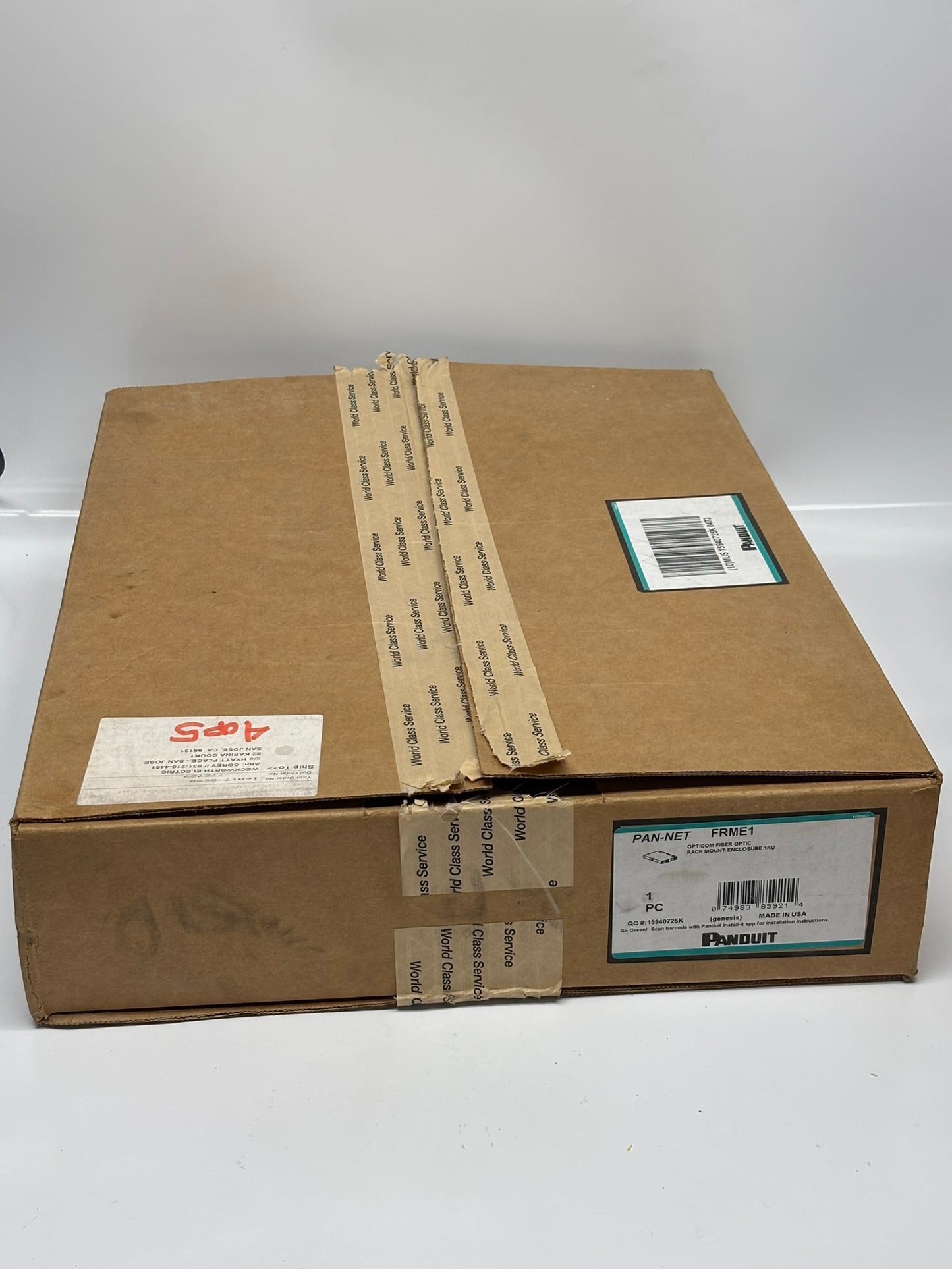 Panduit FRME1 Opticom Enclosure, Fiber Optic Rackmount, 1 RU, 3 Ports, Steel, Black