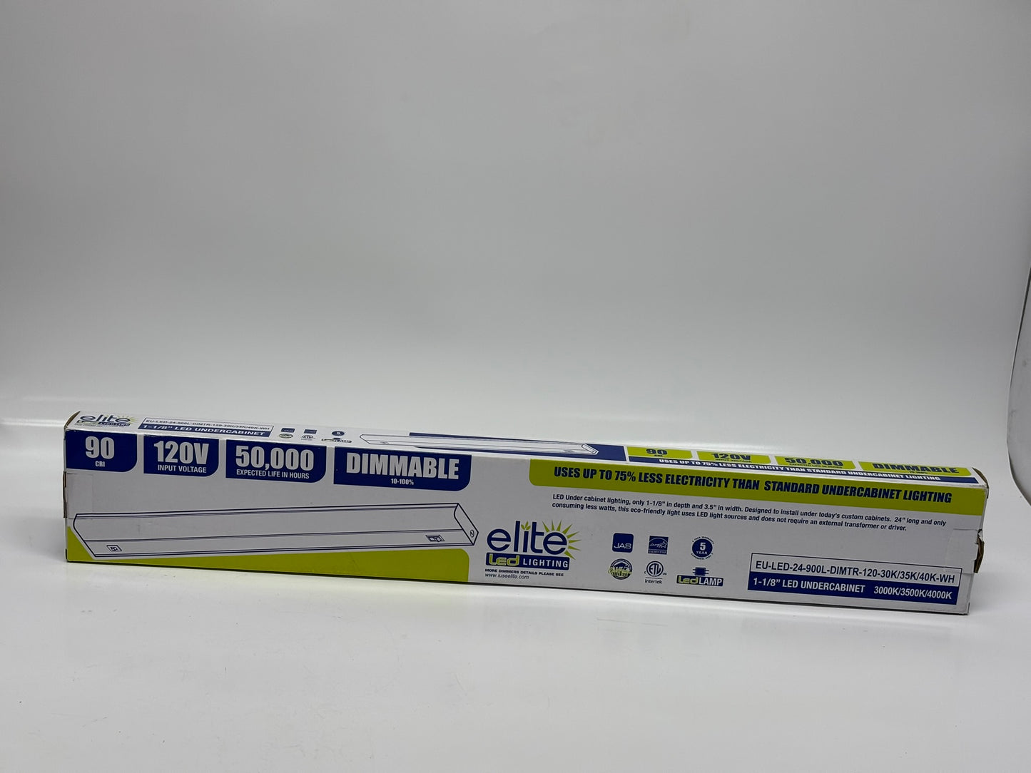 Elite LED Lighting EU-LED-24-900L-DIMTR-120-30K/35K/40K/-WH 1-1/8" LED Undercabinet