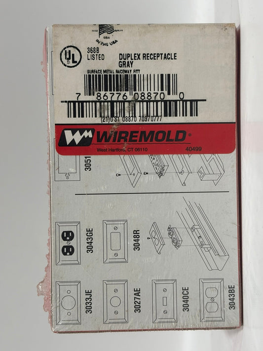13 PK Wiremold G3043BE Steel Duplex Receptacle Covers for 3000 Series Raceway, Gray