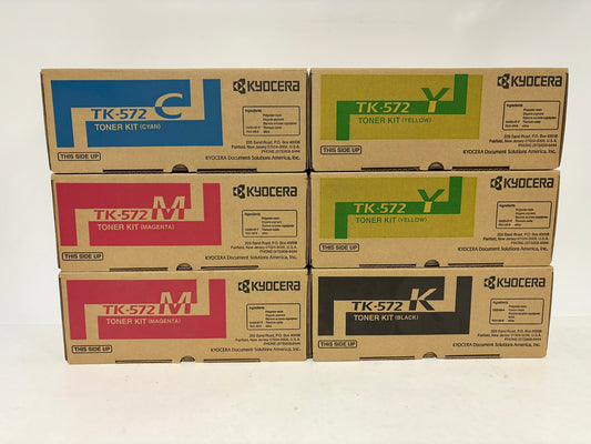 6 OEM Kyocera FS-C5400dn, P7035cdn TK-572 CMMYYK Toner Same Day Shipping!