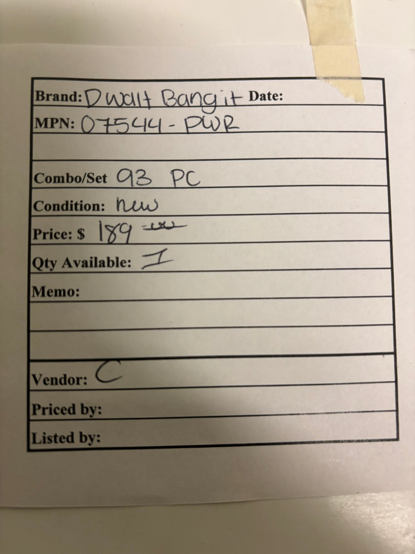 93 PK DEWALT Bang-It 07544-PWR 1/2" Concrete Insert Anchor, 100-Pack