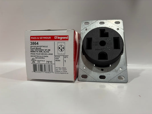 10 PK Legrand 3864 30A 125/250V NEMA 14-30R Straight Blade Receptacle