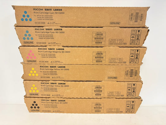 6 Genuine Ricoh IM C4500/C6000 CCMYYK Toners 842282,842281,842280,842279