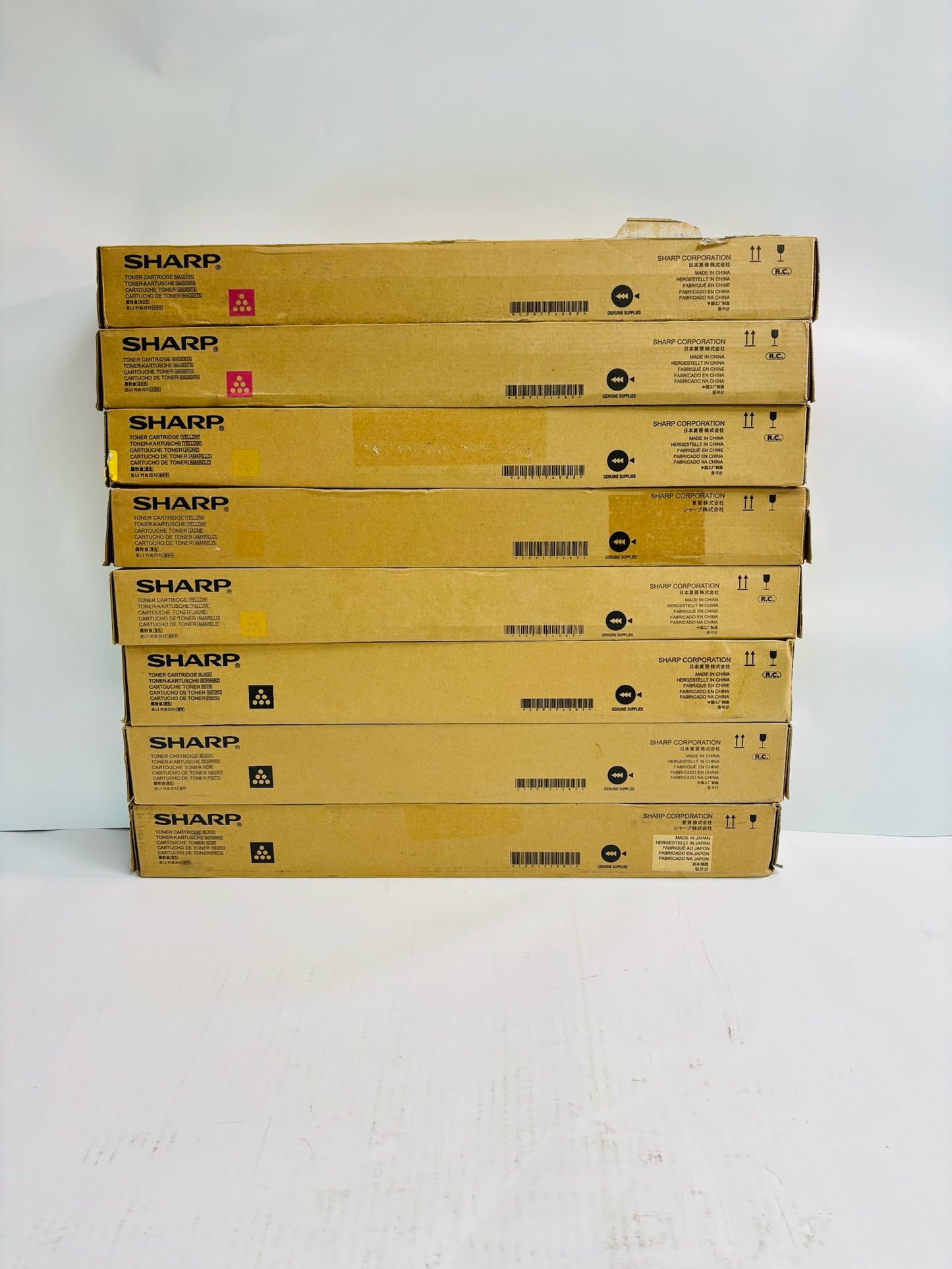 8 Genuine Sharp MX-2610N,MX-3110N Magenta, Yellow, & Black Toner MX-36NT MYK