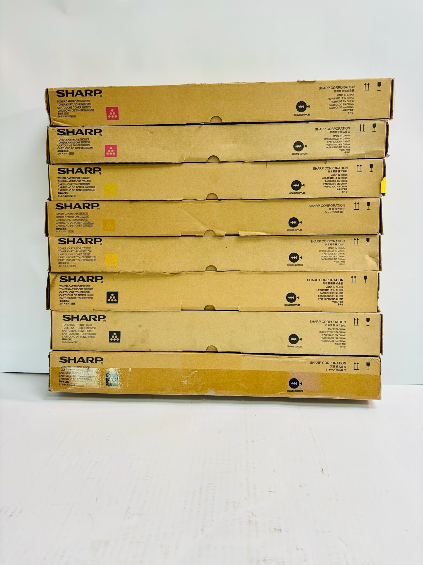 8 Genuine Sharp MX-2610N,MX-3110N Magenta, Yellow, & Black Toner MX-36NT MYK
