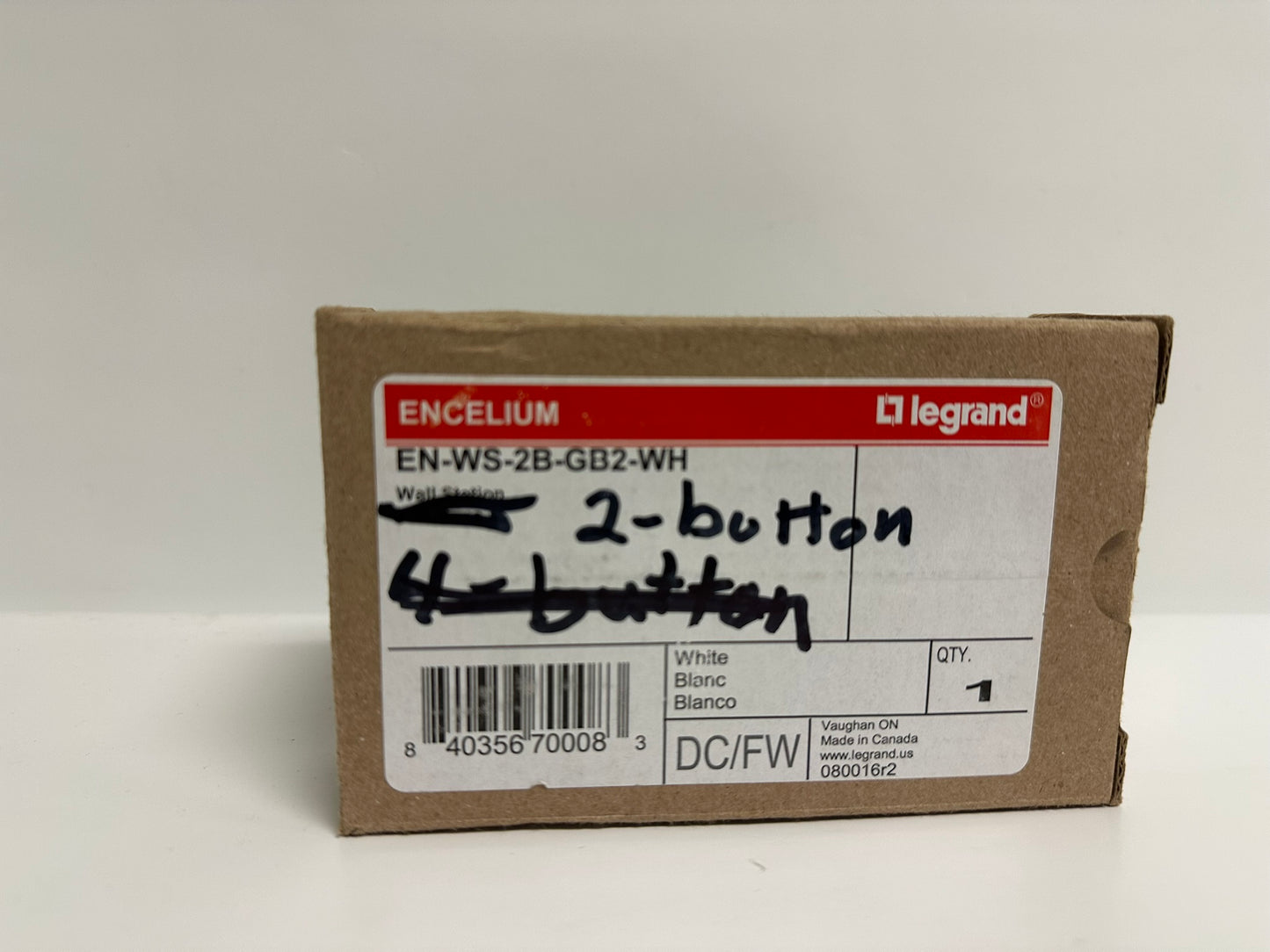 Legrand Encelium EN-WS-2B-GB2-WH 2-Button Wallstation  New in Box