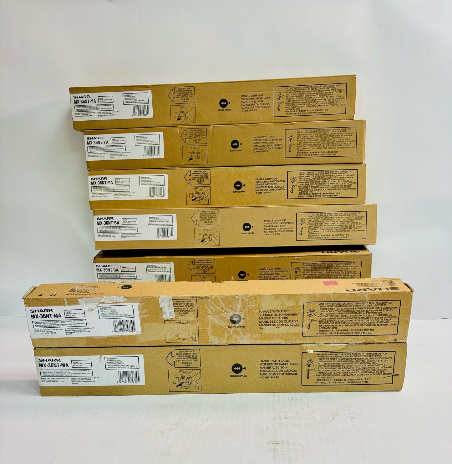 8 Genuine Sharp MX-2610N,MX-3110N Magenta, Yellow, & Black Toner MX-36NT MYK