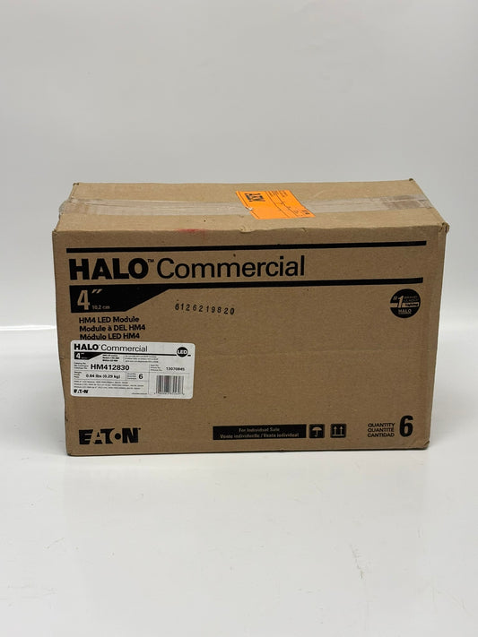 6-Pack Eaton HM412830 Halo Recessed Commercial  4" LED Module, 1000 - 2000 Lumens, 80 CRI, 3000K Color Temperature