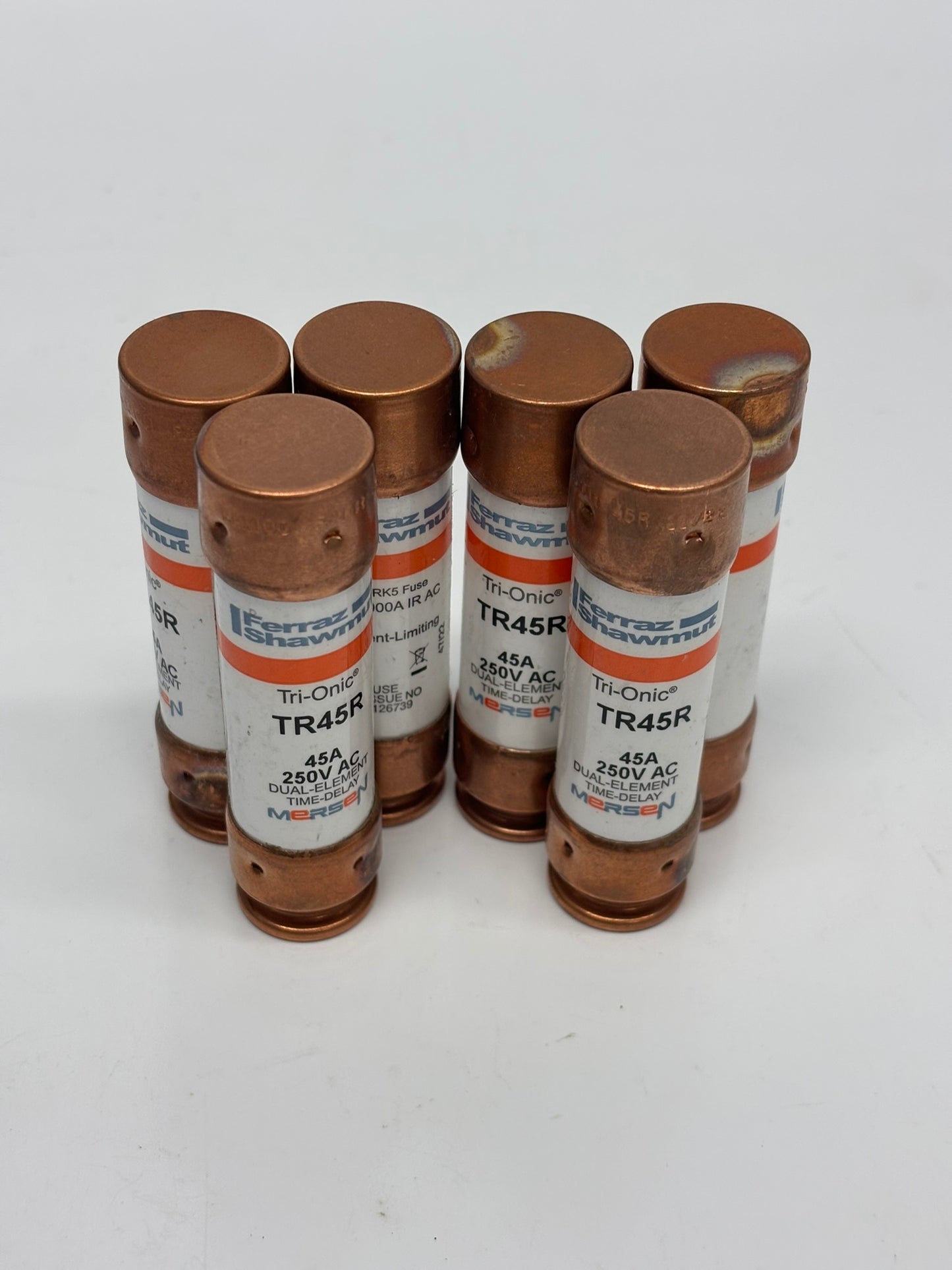 6-Pack Mersen TR45R  Ferrule Tri-Onic® Fuse TR-R Class RK5 Time-Delay 250VAC 250VDC 45A