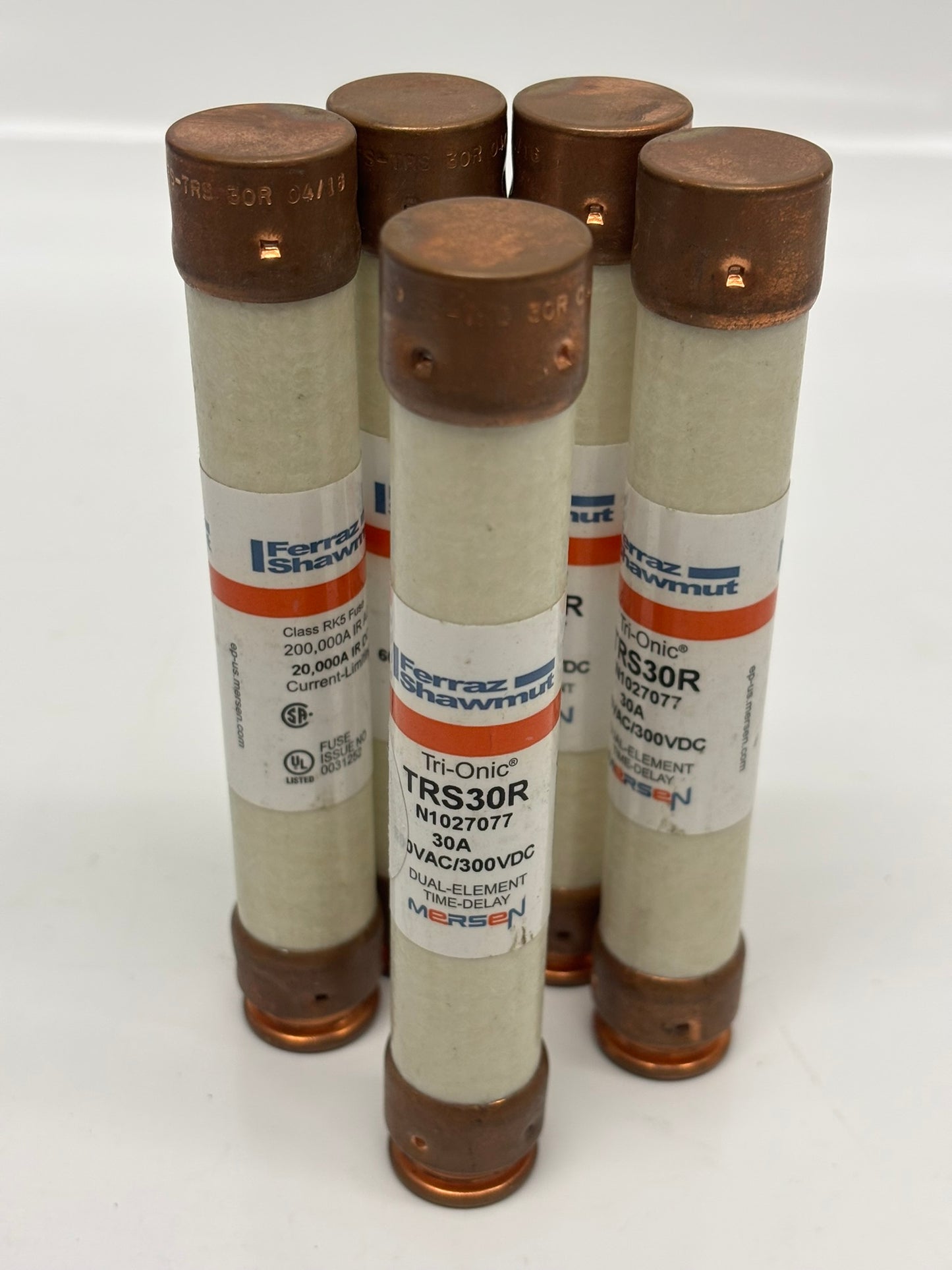 5-Pack Mersen TR30R  Ferrule Tri-Onic® Fuse TR-R Class RK5 Time-Delay 250VAC 160VDC 30A