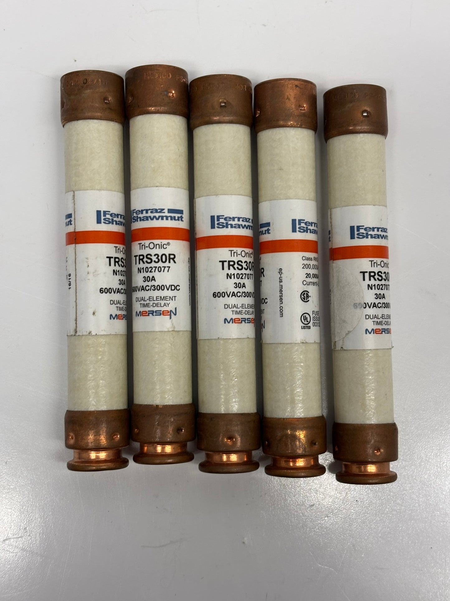 5-Pack Mersen TR30R  Ferrule Tri-Onic® Fuse TR-R Class RK5 Time-Delay 250VAC 160VDC 30A