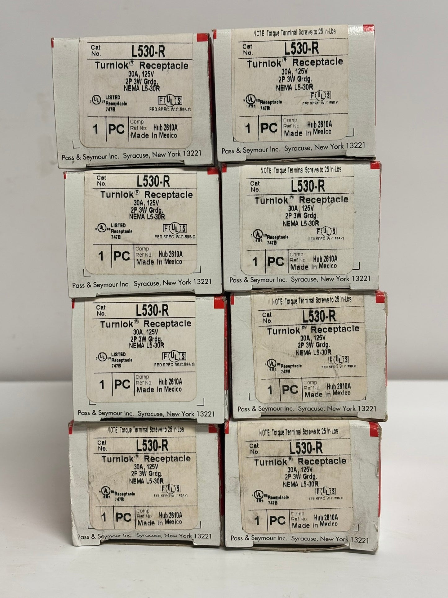 8PK Legrand L530-R 30A NEMA L5-30R Single Locking Receptacle