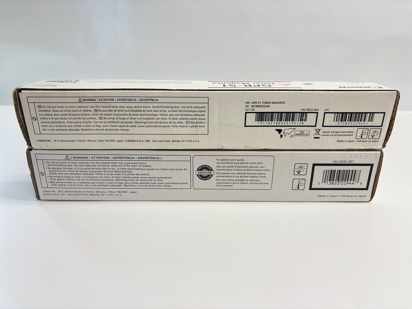2 OEM Canon iR ADV C250iF,C350iF,C355iF GPR 51 MY Toner Cart (Water Damaged Box)