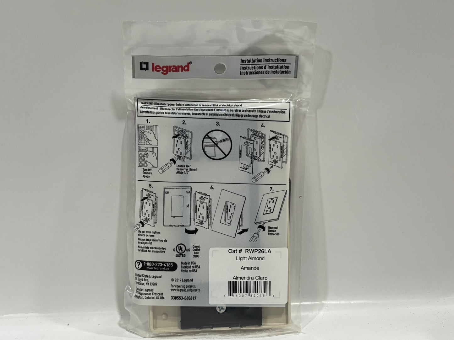 24 PK Legrand RWP26LA Radiant Screwless Wall Plate, 1-Gang