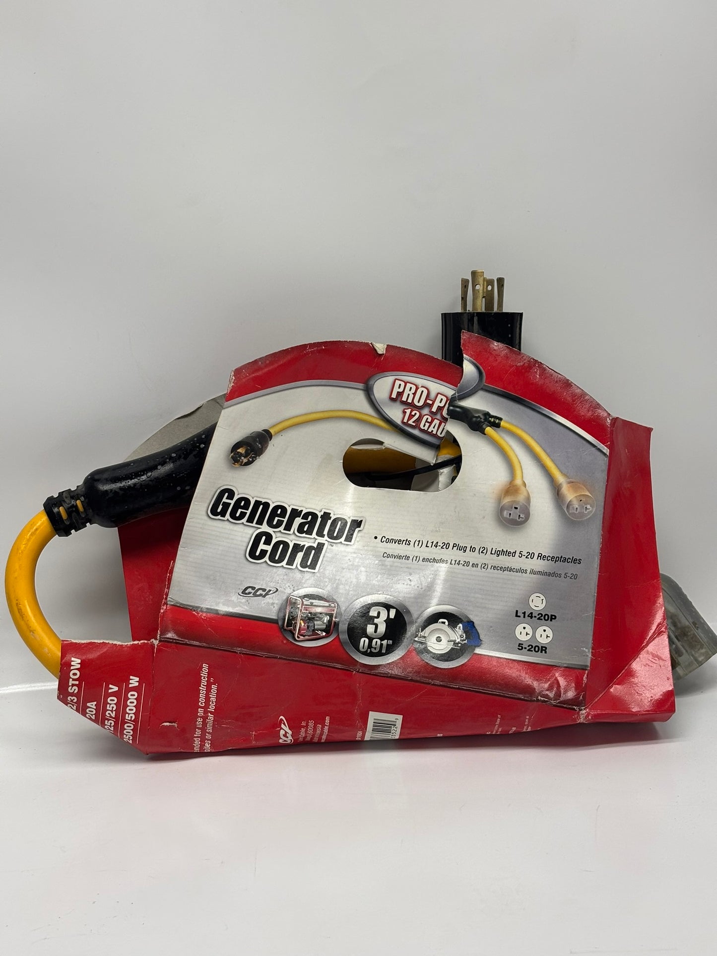 Coleman Cable  019248802 Generator Power Cord Adapter 12/4 STOW 250 V 3 ft. L Yellow