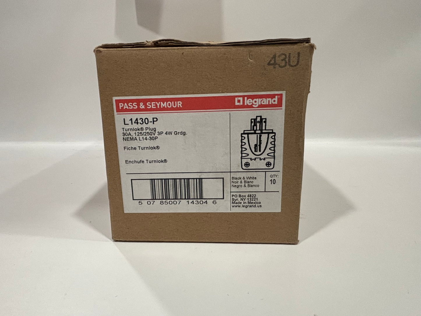 10 PK Legrand L1430-P 30A 125/250V NEMA L14-30P Locking Plug, Industrial Grade
