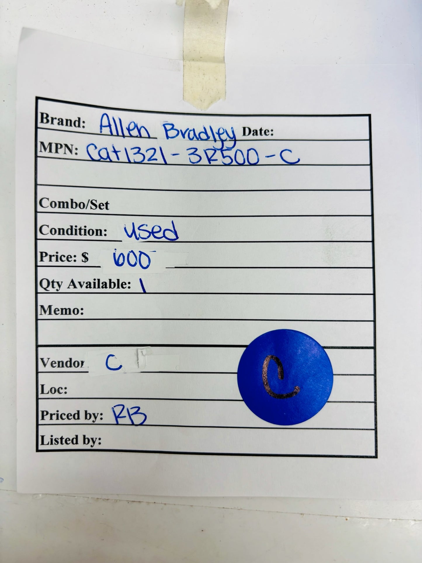 Allen Bradley CAT1321-3R500-C 500 Amp Three Phase Line Reactor