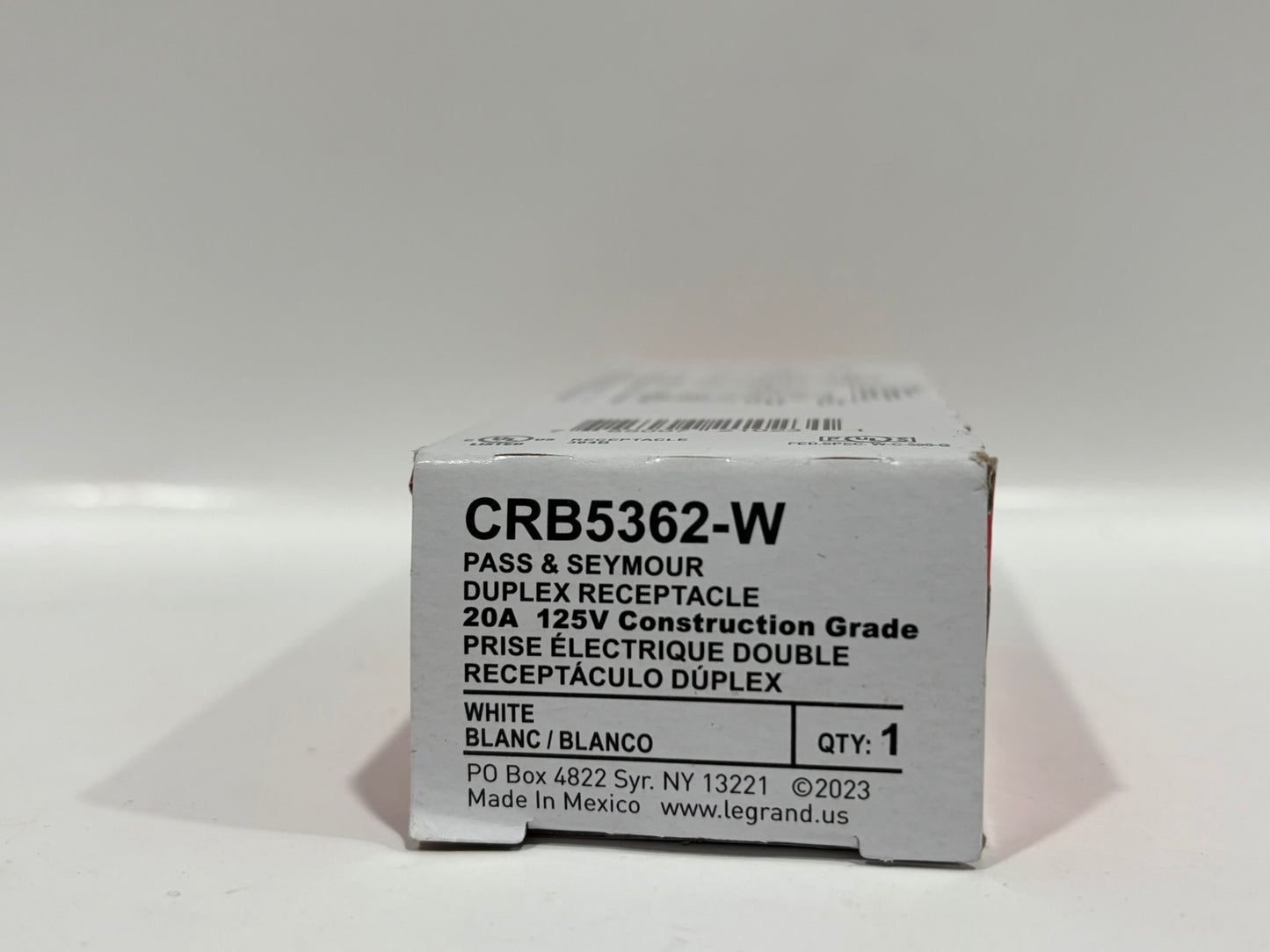 9 PK Legrand CRB5362-W 20A 125V Commercial Grade Duplex Receptacle, Nylon Face