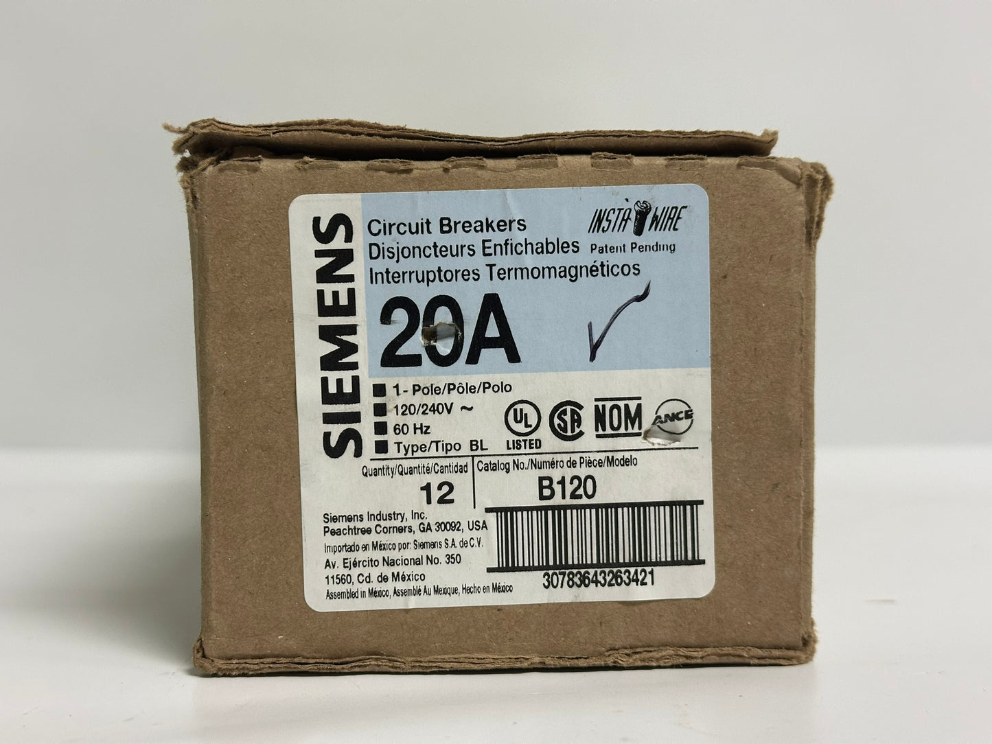 Siemens B120 20 Amp Single-Pole Circuit Breaker – Type B, 120V