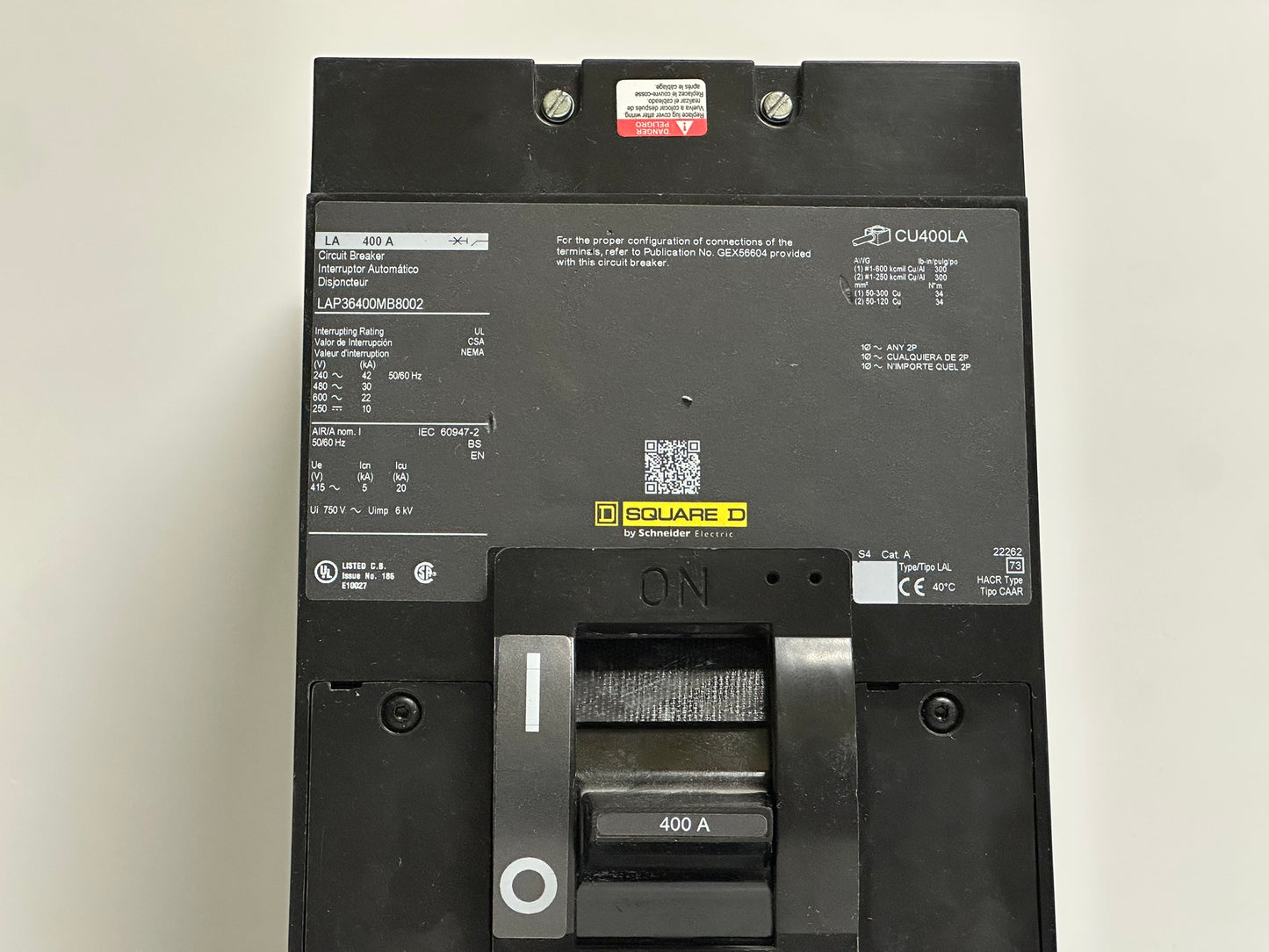 Schneider Square D LAP360400MB8002 400A 3-Pole Circuit Breaker, 600V