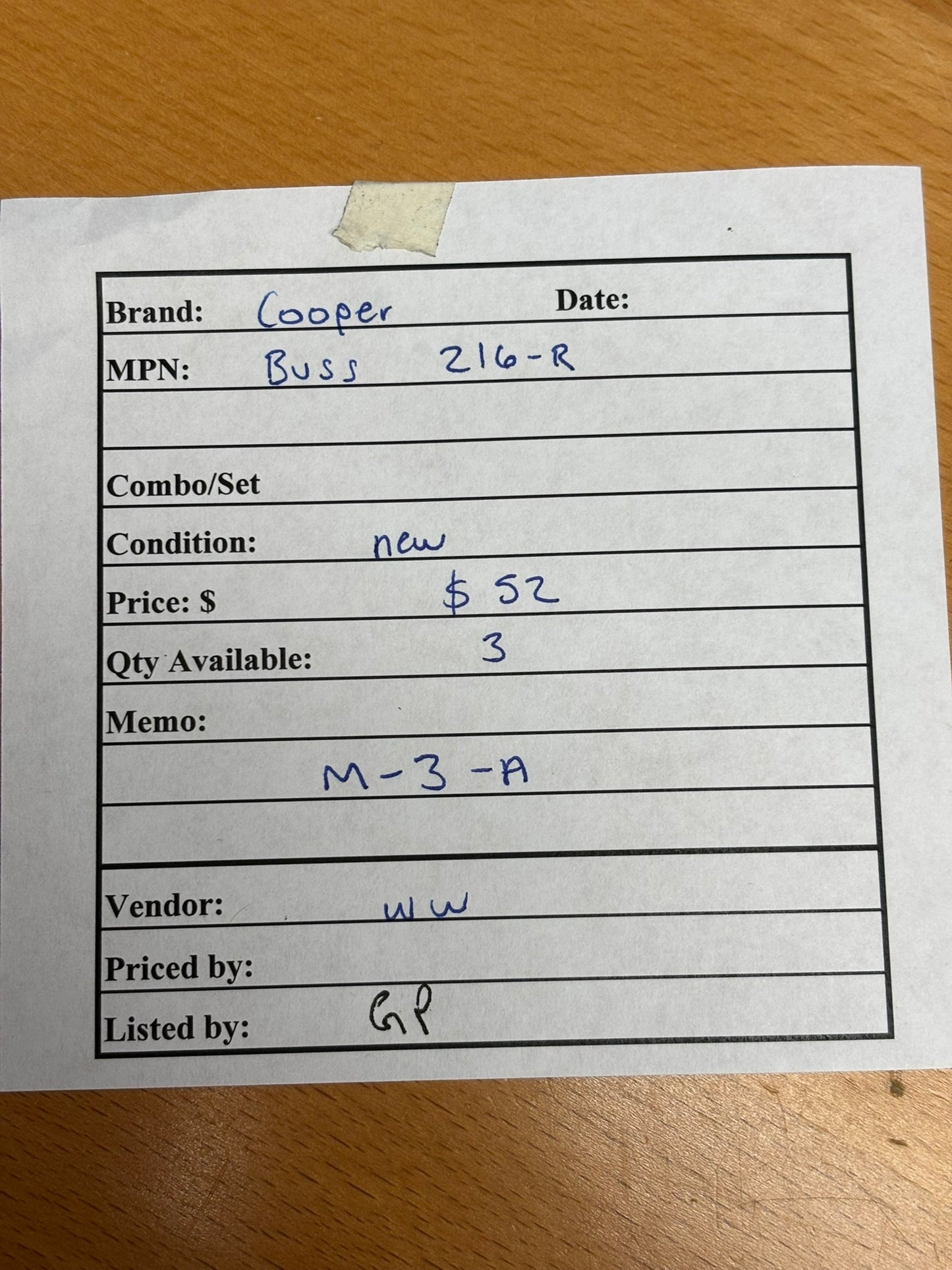 Eaton 216-R Cooper Bussmann Class R Fuse Reducer 60A/250V or 30A/600V to 100A Clips