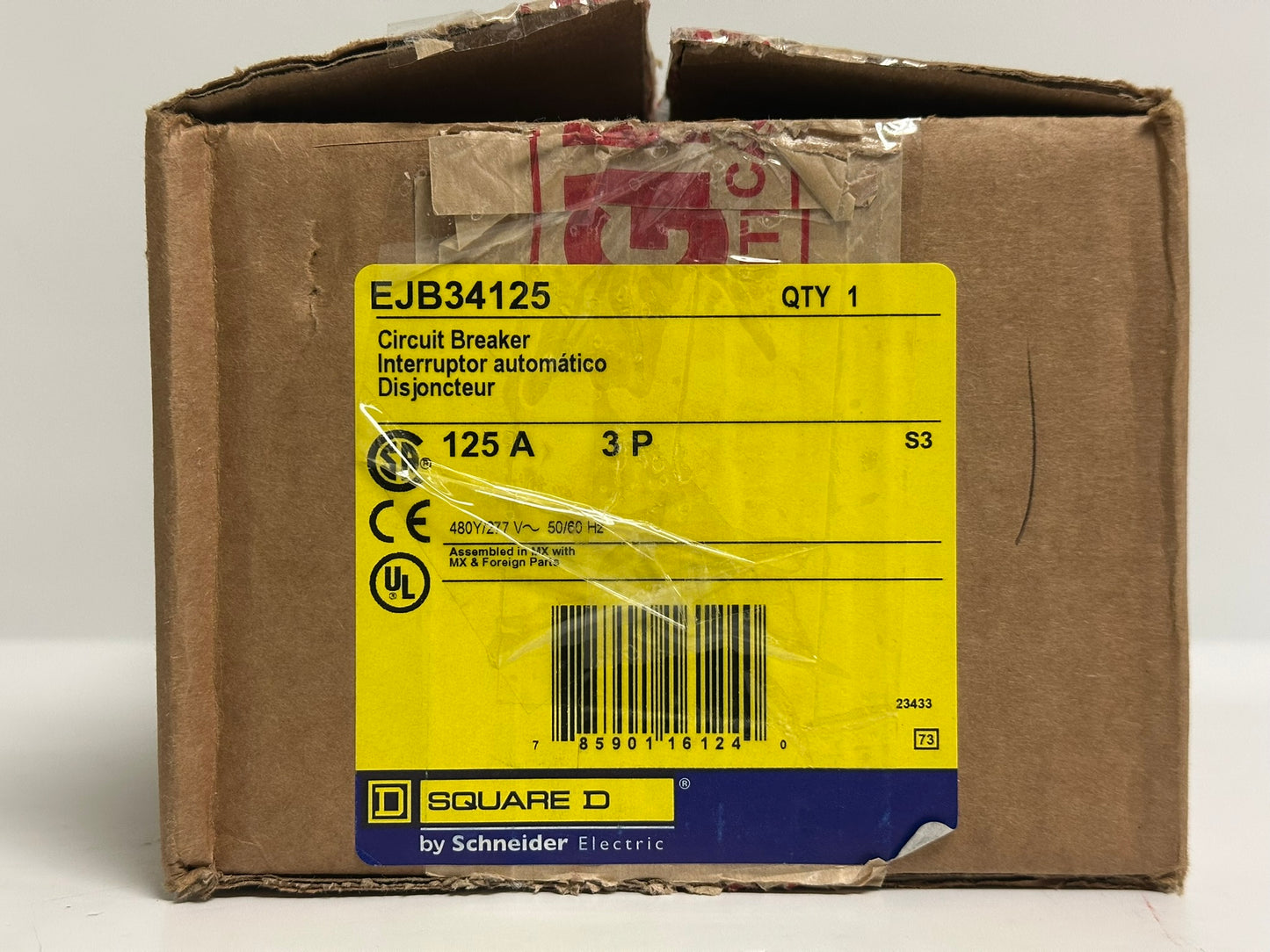 Schneider Square D EJB34125 125A 3-Pole Circuit Breaker, 480Y/277VAC