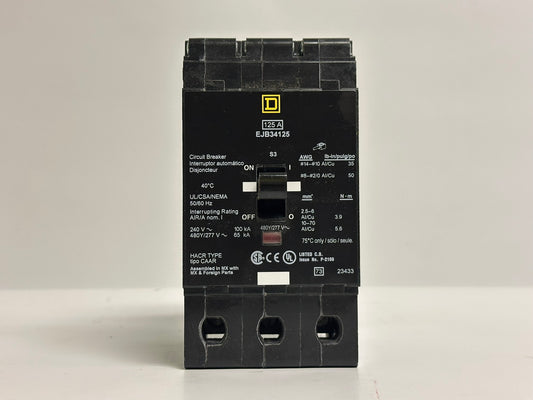 Schneider Square D EJB34125 125A 3-Pole Circuit Breaker, 480Y/277VAC