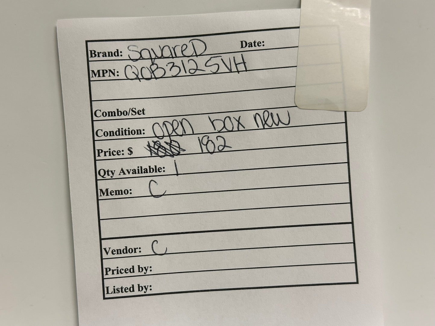 Schneider Square D QOB3125VH 125A 3P Breaker, 240V, 22kA