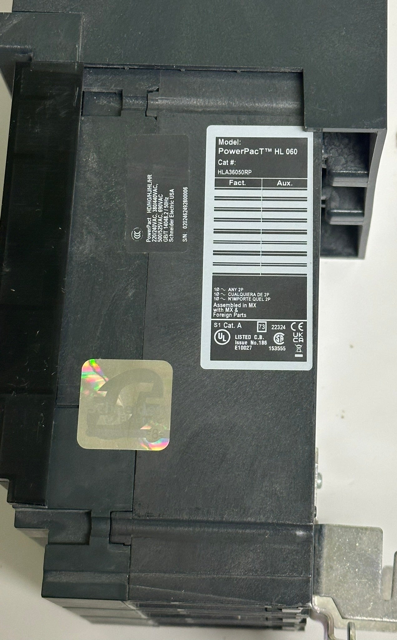 New Square D Schneider HLA36050 50A 3-Pole 600V Circuit Breaker