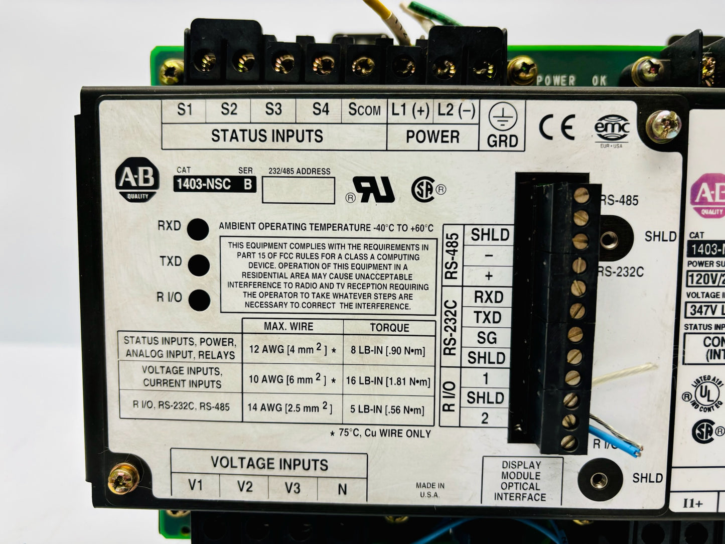 Allen Bradley 1403-MM05A Powermonitor II Master Module 120–240V AC 50/60 HZ