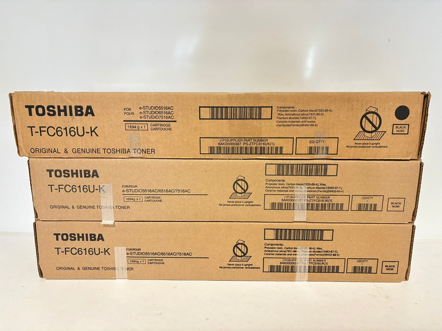 3 New OEM Toshiba eSTUDIO 5516AC,6516AC,7516AC Black Toners T-FC616U-K