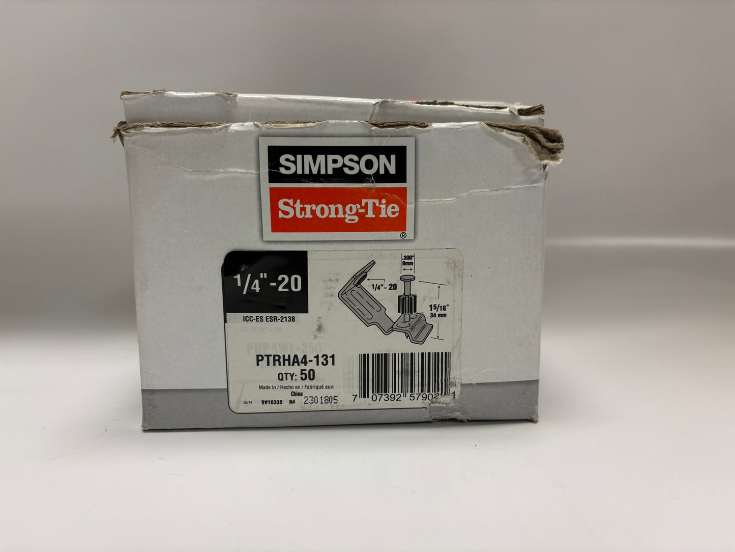 50 PK Simpson Strong‑Tie PTRHA4‑131 Powder‑Actuated Threaded Rod Hanger, 1/4″ Rod