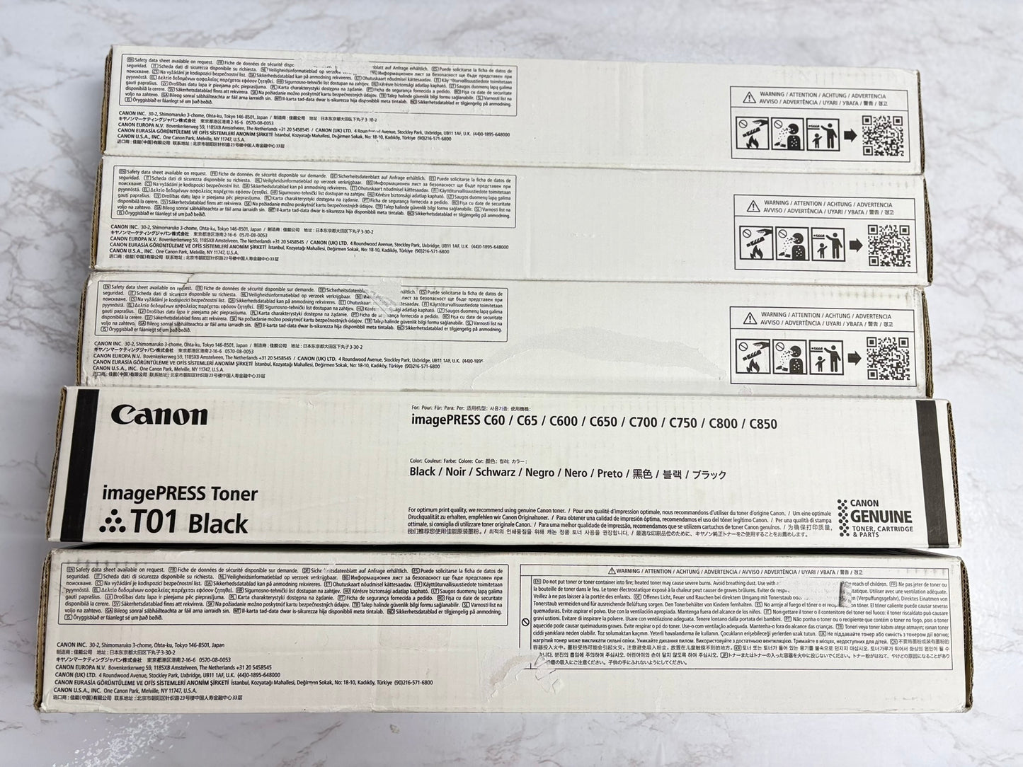 5 OEM Canon imagePRESS C60,C65,C600,C650,C660,C700,C710,C750 T01 CMYKK Toners