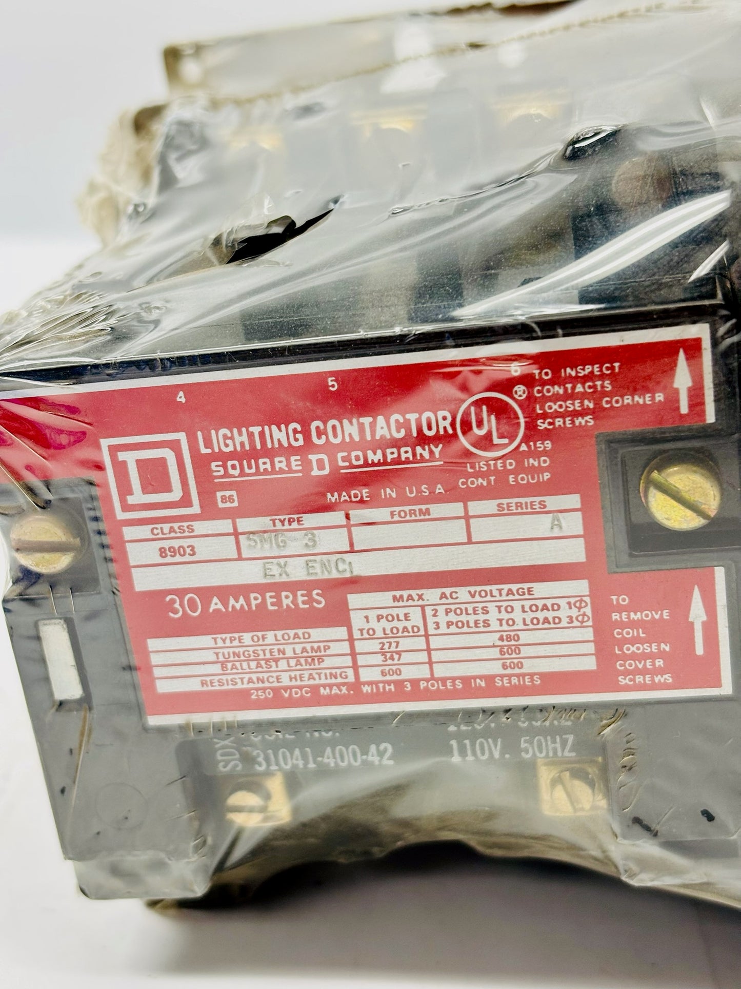 Square D 8903SMG3 30 Amp 120V Coil Lighting Contactor NEMA Size 0