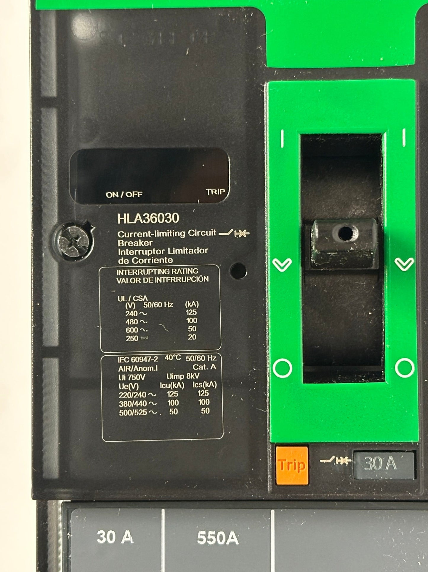 New Schneider Square D HLA36030 30A 3-Pole 600V Molded Case Circuit Breaker