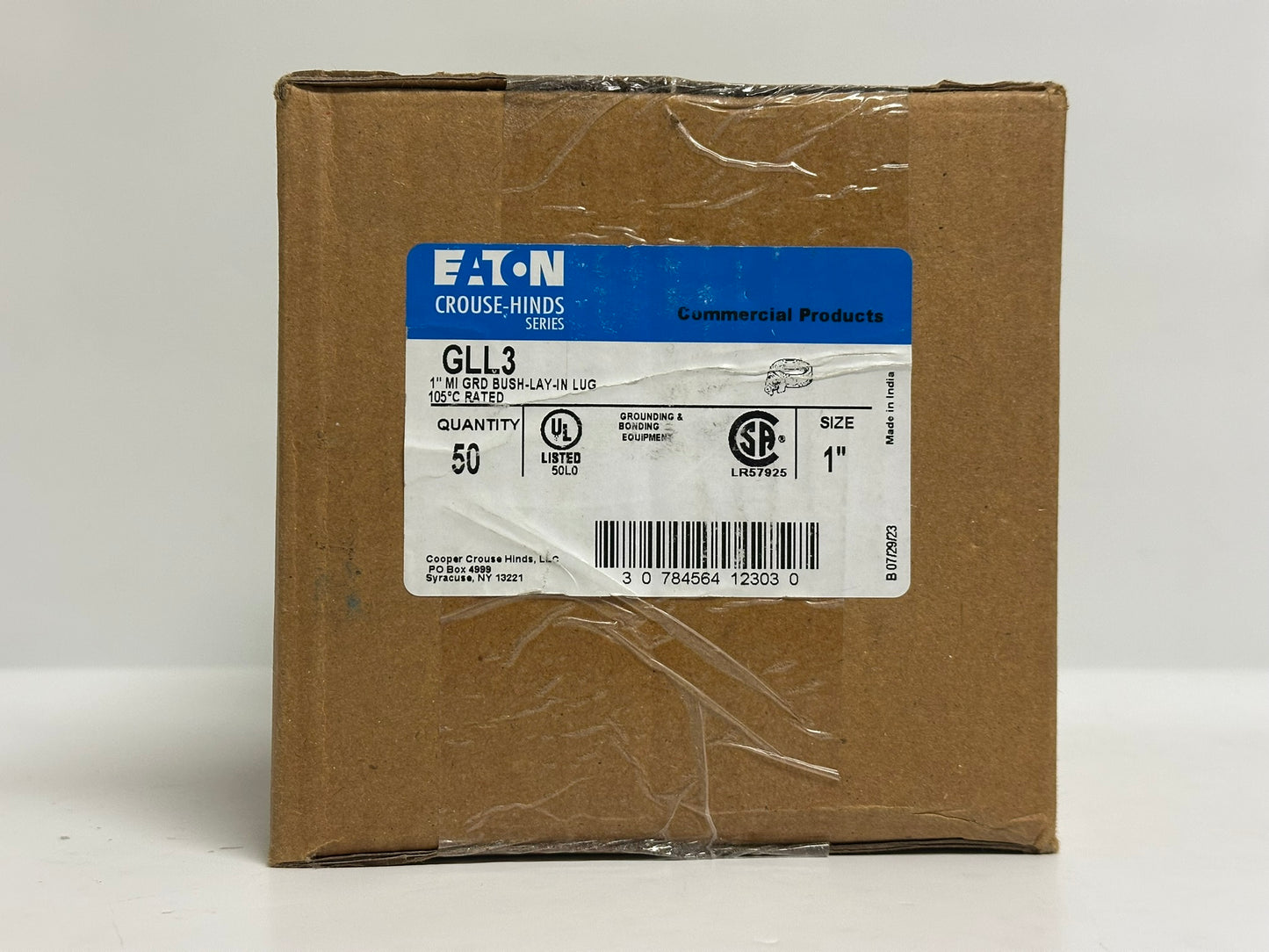 50 PK Eaton GLL3 1" Grounding Bushing with Aluminum Lug, Insulated 105°C