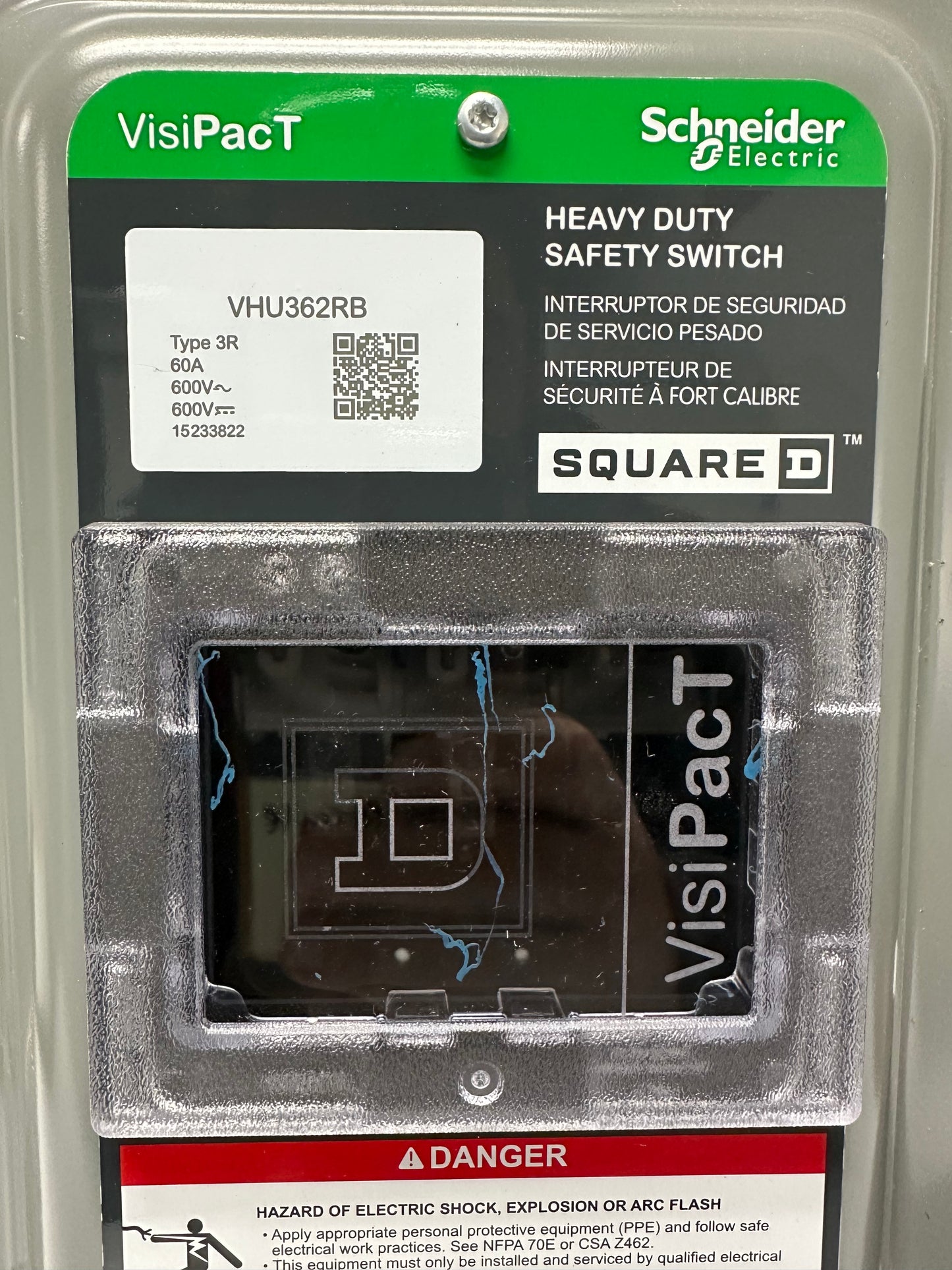 SquareD VHU362RB Heavy Duty Safety Switch Type 3R 60A 600V