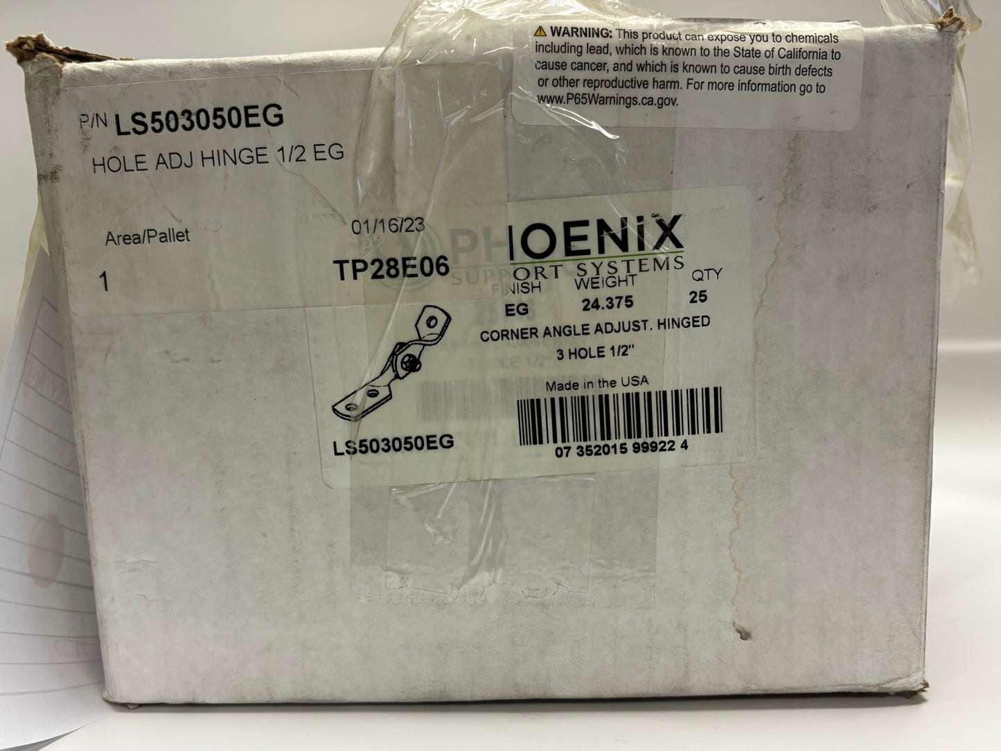 8 PK Phoenix LS503050EG Adjustable Hinged Corner Angle Bracket, 3-Hole, EG
