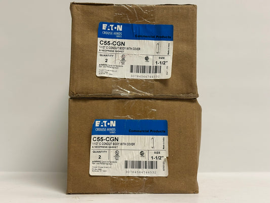 4 PK Eaton C55 CGN 1-1/2" Type-C Conduit Body with Cover and Gasket