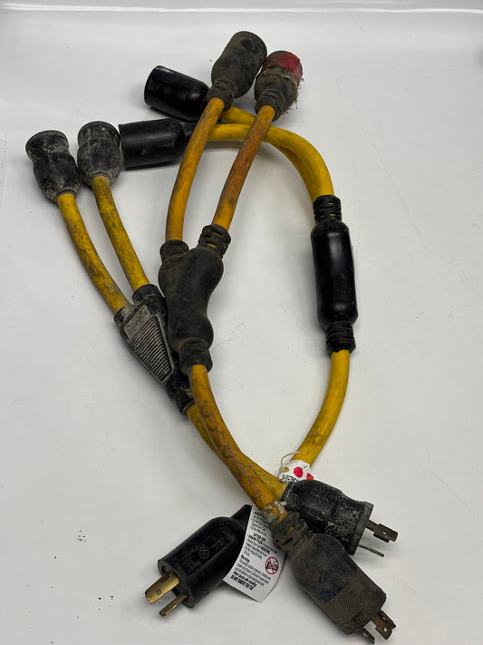 3-Pack Coleman Cable, Inc. 90228802, Generator 12/3 STW 20" Yellow TWIST-TO-LOCK "Y" Adapter; No Box
