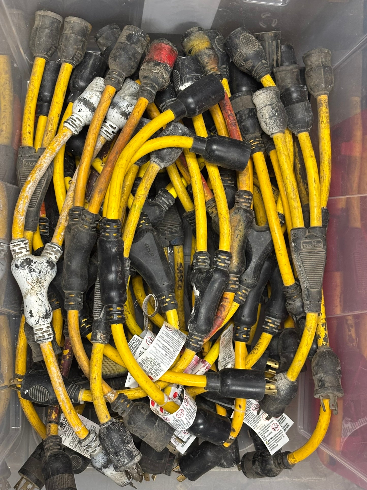 3-Pack Coleman Cable, Inc. 90228802, Generator 12/3 STW 20" Yellow TWIST-TO-LOCK "Y" Adapter; No Box