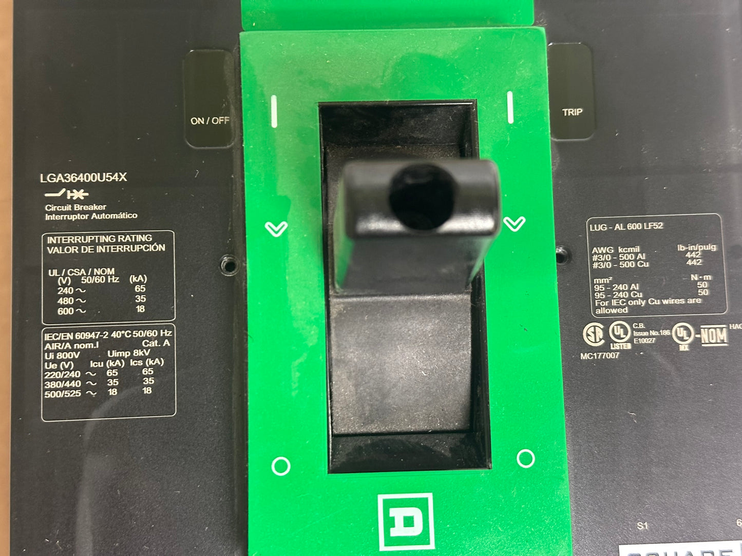 Schneider Square D LGA36400U54X 400A 3-Pole Molded Case Circuit Breaker