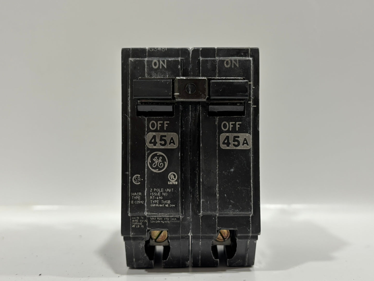 New GE Consumer & industrial 45 AMP 2 Pole Circuit Breaker THQB2145