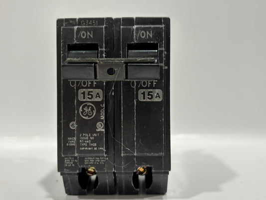 New GE Consumer & Industrial 15 AMP 2 pole circuit breaker THQB2115