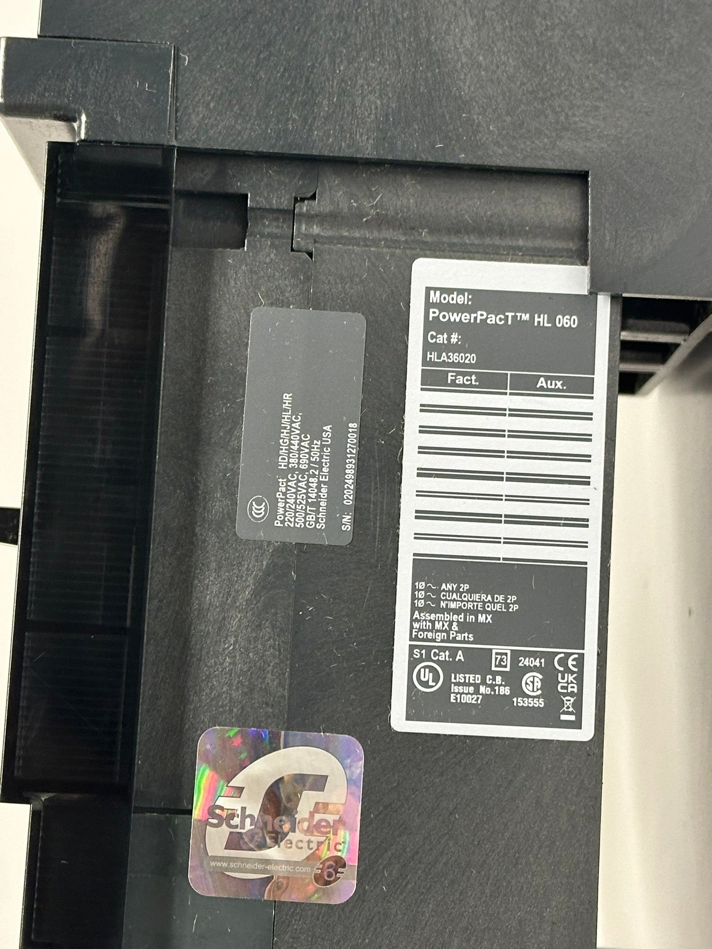 Square D HLA36020 20A 3-Pole 600V Circuit Breaker by Schneider Electric
